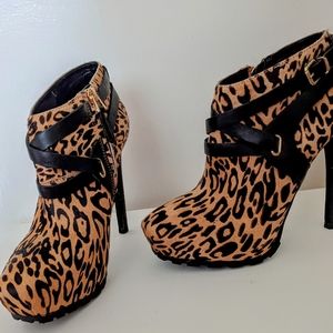 Guess Animal Print Stiletto Heels Ankle Boots